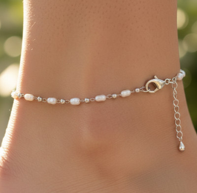 Elegant Silver Tone Brass Anklet 925 Silver Plated Designer Anklet For Women