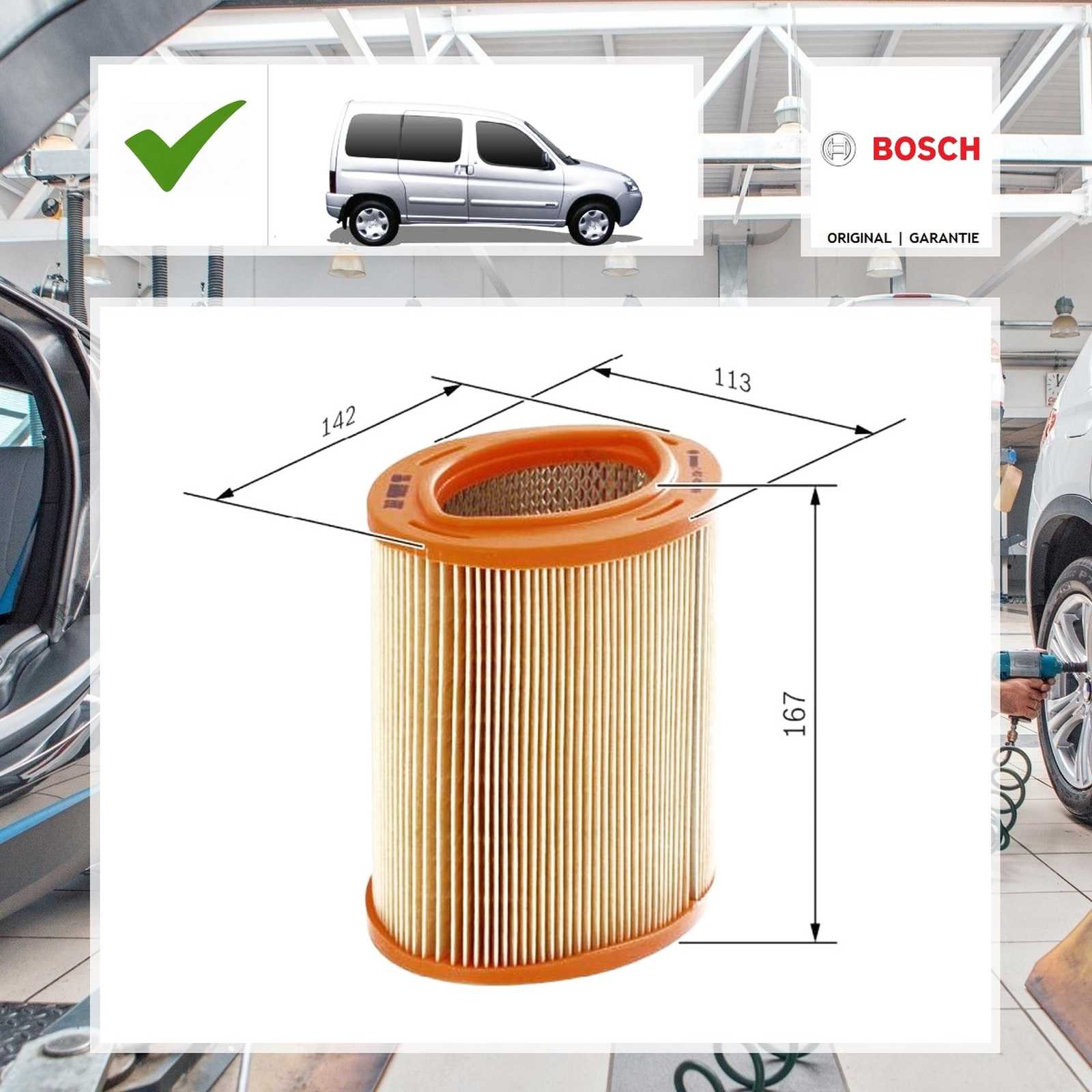 Bosch Luftfilter Citroën BERLINGO / BERLINGO FIRST Kasten (M_)