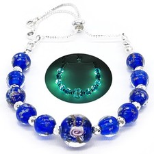 Glow in The Dark Firefly Beads Bracelets Necklaces, Murano Glass Beads Crystal B