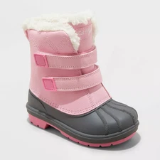 Cat & Jack Toddler Faux Fur Hook-And-Loop Mid Calf Winter Boots Waterproof