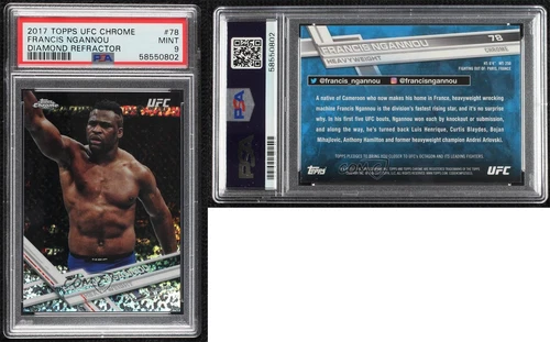 2017 Topps Chrome UFC Diamond Refractor Francis Ngannou #78 PSA 9 MINT Rookie RC
