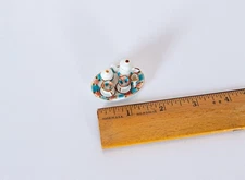 Vintage Miniature Dollhouse Rose w/blue accents Tea set with Tray