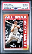 2025 TOPPS BASEBALL 1990 ALL-STAR 90AS43 MICKEY MANTLE BASE RED PSA GEM MT 10