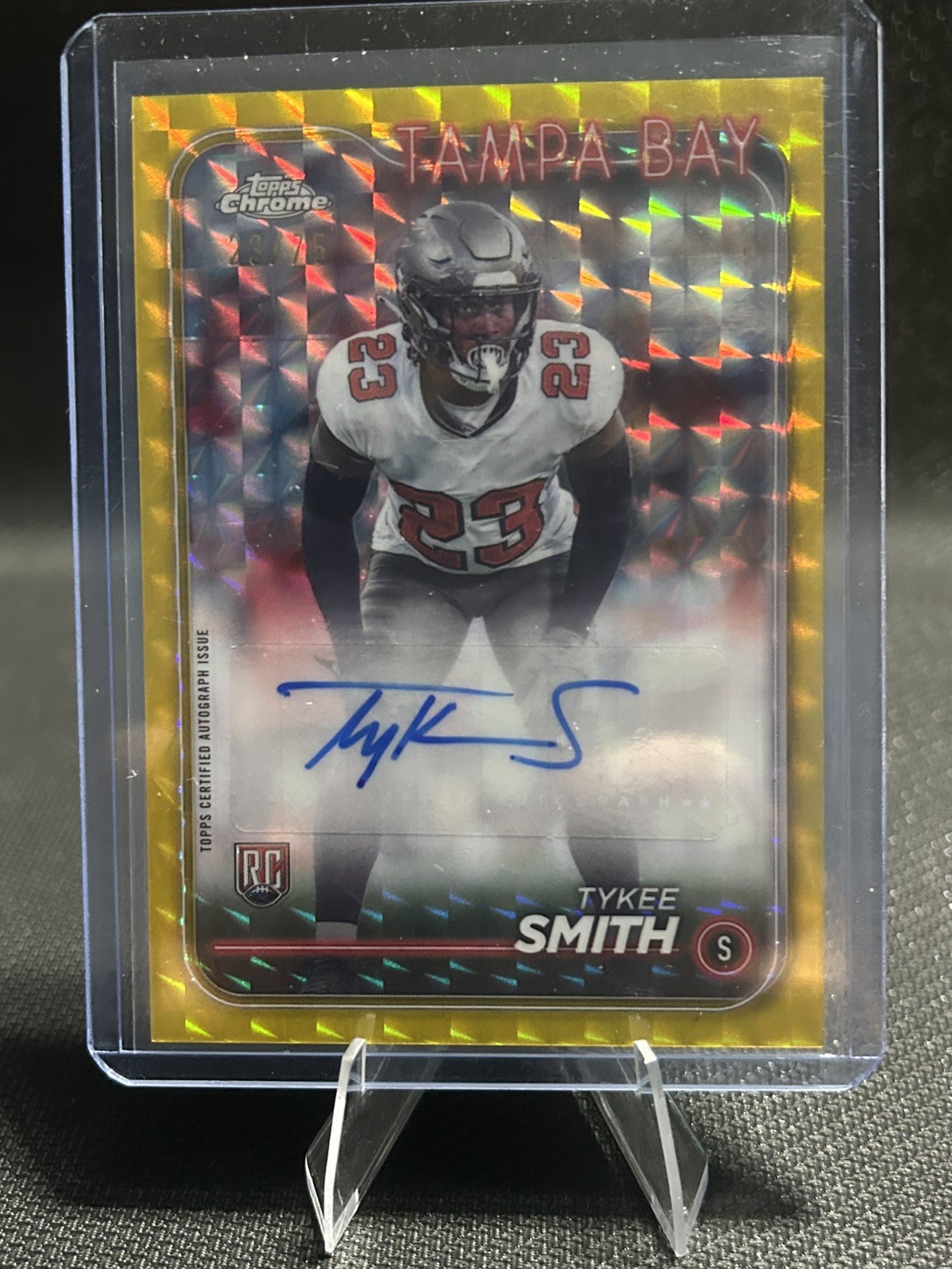 2024 Topps Chrome - Tykee Smith Yellow Geometric Refractor RC Auto /75 Tampa Bay