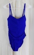La Blanca Womens One Piece Swimsuit Shirred Side Bathing Suit Blue Size 12