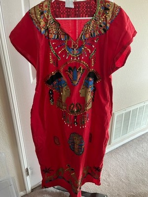 90's Vintage Egyptian Themed Kaftan Hand Applied Embellishments Souvenir