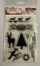 My Mind's Eye MME, VINTAGE CHRISTMAS, 8-piece Clear Rubber Stamps, NEW!