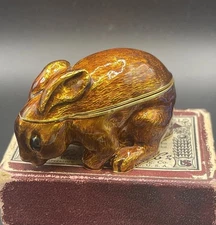 Edgar Berebi Limited Edition Enamel Bunny Trinket Box W Gold Tone Carrot Charm