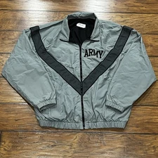 JWOD Skilcraft US Army IPFU Physical Fitness Jacket Windbreaker Gray Size Large