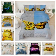 3D Butterfly Flowers Colorful Quilt Cover Duvet Cover Comforter set