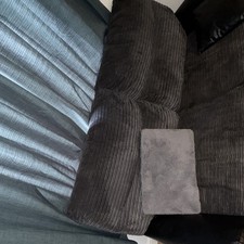 Grey & Black Padded Armchair Faux Leather Upholstery Wood Frame 55x85x90cm