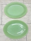 Vintage Jadeite Green Jane Ray Fire King Milk Glass 12x9 Platter Lot Of 2