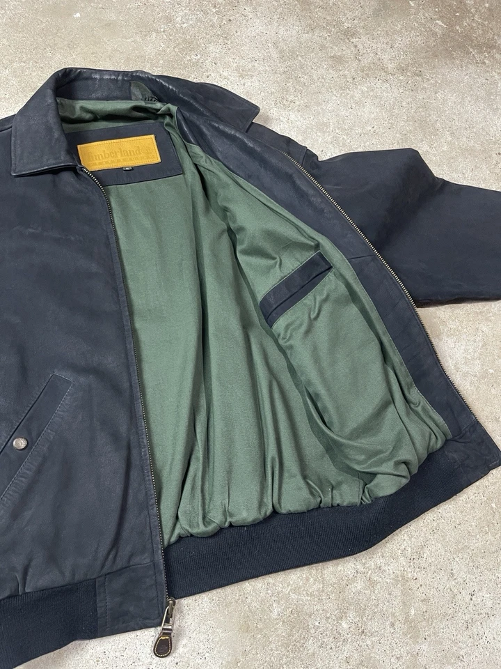 Vintage Timberland Weathergear Waterproof Cowhide Leather Jacket Size S/M Black - Image 3 of 4