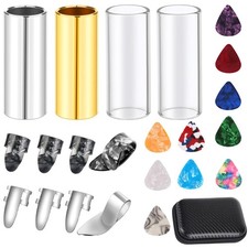 Guitar Slide, 4pcs Medium Guitar Slides 1 Stainless Steel, 1 Brass and 2 Glas...