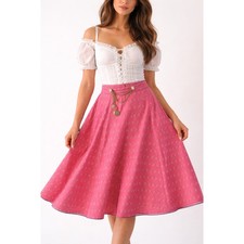 Vintage Trachten Skirt Womens 42 Pink Cotton Oktoberfest Alpine Folk