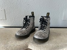 Dr Martens Boots 1460 Glitter Toddlers Girls Size 10 Silvery Gray Chunky Combat