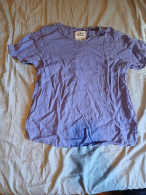 FLAX Jeanne Engelhart Blouse S Short Sleeve Round Neck 100% Linen lightweight
