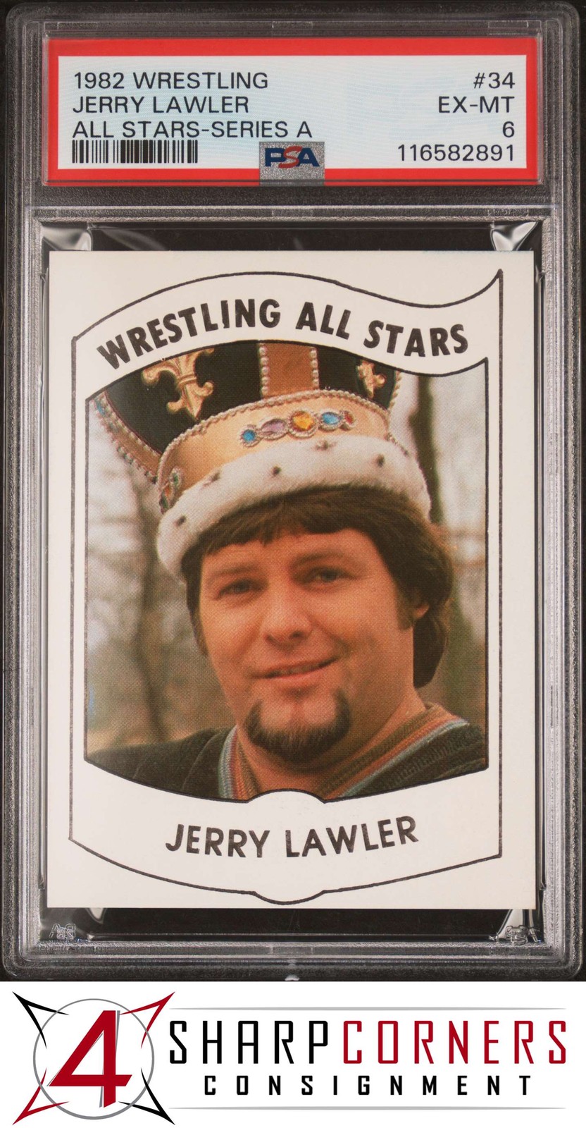 1982 WRESTLING ALL-STARS SERIES A #34 JERRY THE KING LAWLER RC HOF PSA 6
