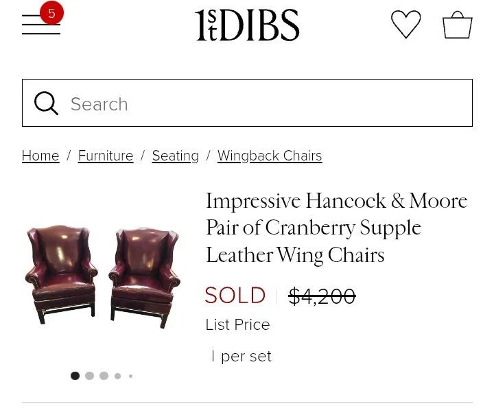 A Pair Of Green Leather Wingback Chairs By Hancock And Moore - Image 3 of 4