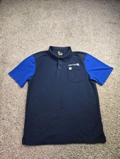 Carhartt Polo Shirt Mens LT Navy Blue Colorblock United Airlines Pocket Workwear