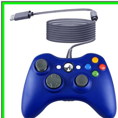Blue Wired USB Gamepad Joystick for Xbox 360 and Windows PC