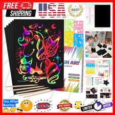 60 PCS Rainbow Scratch Art Paper for Kids, Magic Scratch Paper Off Set Art an...