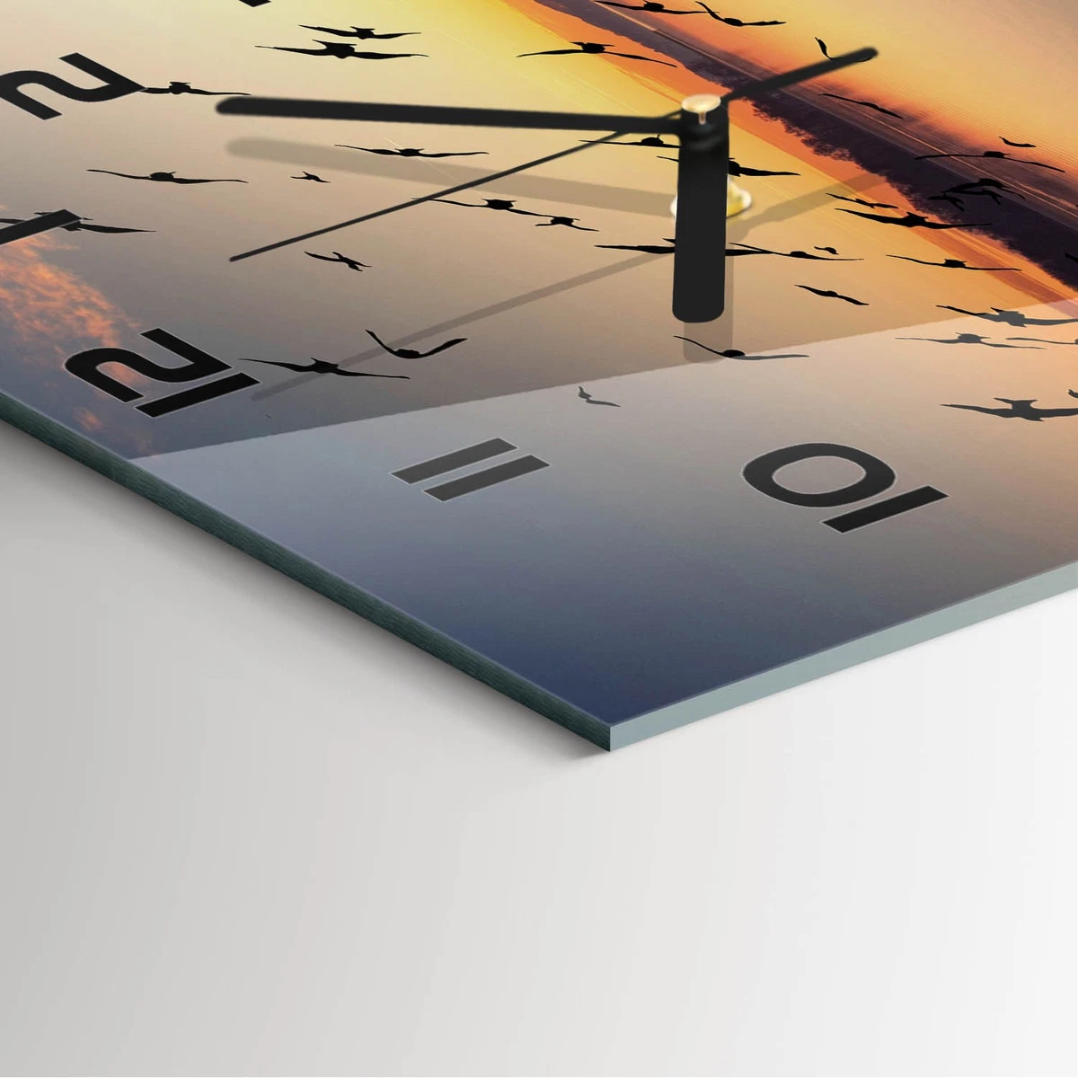 Reloj de Pared Rectangular Cristal Decorativo Elegante Atardecer 60x30 cm