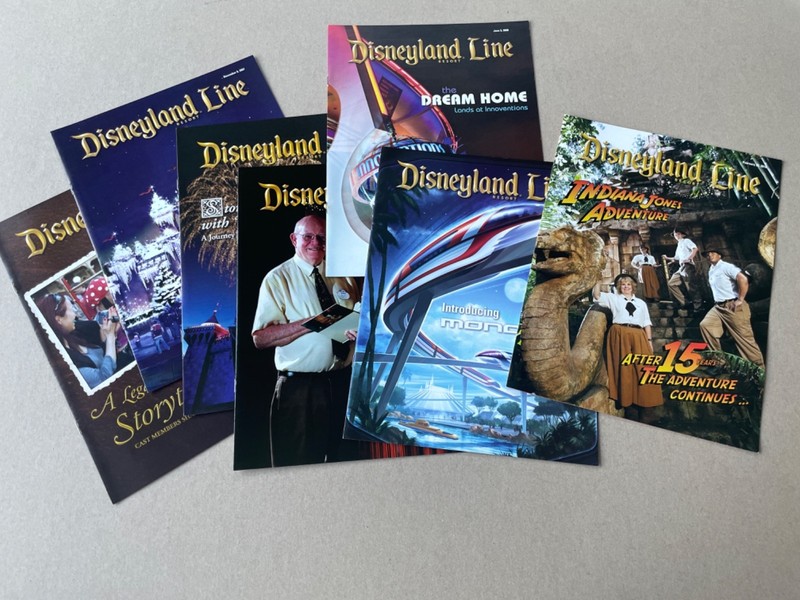 DISNEYLAND LINE cast member newsletter  set of (7) monorail Indy temple  archive