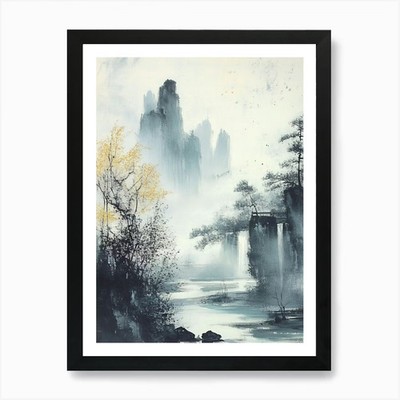 Chinesische traditionelle Landschaft 1 Kunst gerahmtes Wandbild Poster Leinwanddruck Bild