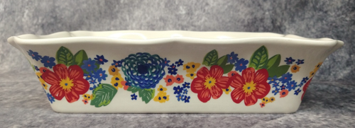 Pioneer Woman Casserole Baking Dish Scalloped Edge Rectangle Dazzling Dahlias GC - Picture 3 of 24
