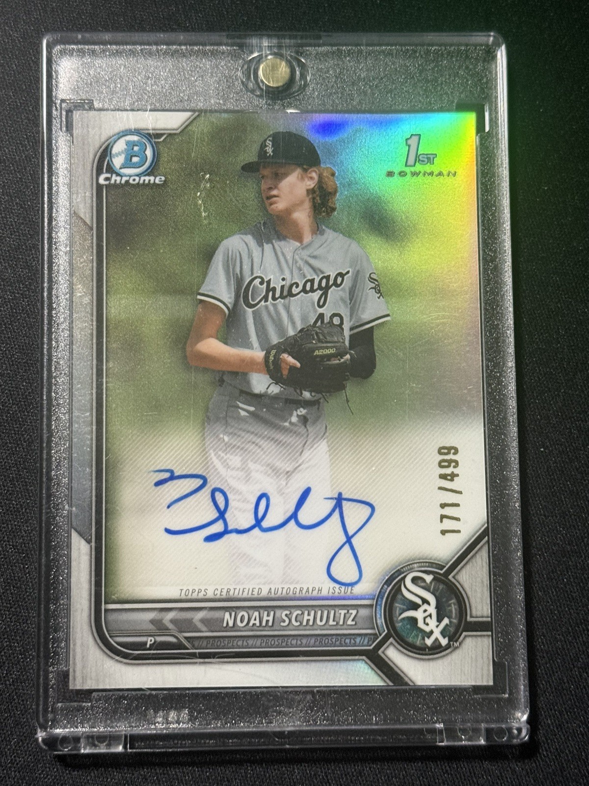 2022 Bowman Draft Chrome #CDANSZ Noah Schultz Refractor Auto Rookie #/499
