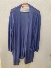 Women s J.Jill Linen Blend Long Sleeve Front Open Blue Cardigan Size L