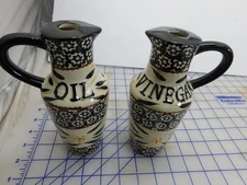 Temptations Old World ,Black Design, Oil & Vinegar Dispenser jars, 7"