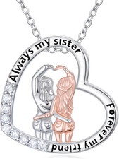 Sister Gifts 925 Sterling Silver Always My Sister Heart Pendant Necklace Jewelry