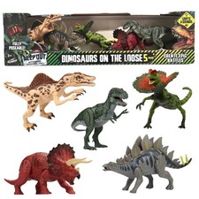 Kid Galaxy Dinosaurs On The Loose Set of 5   Fully Posable with Lights  Sounds