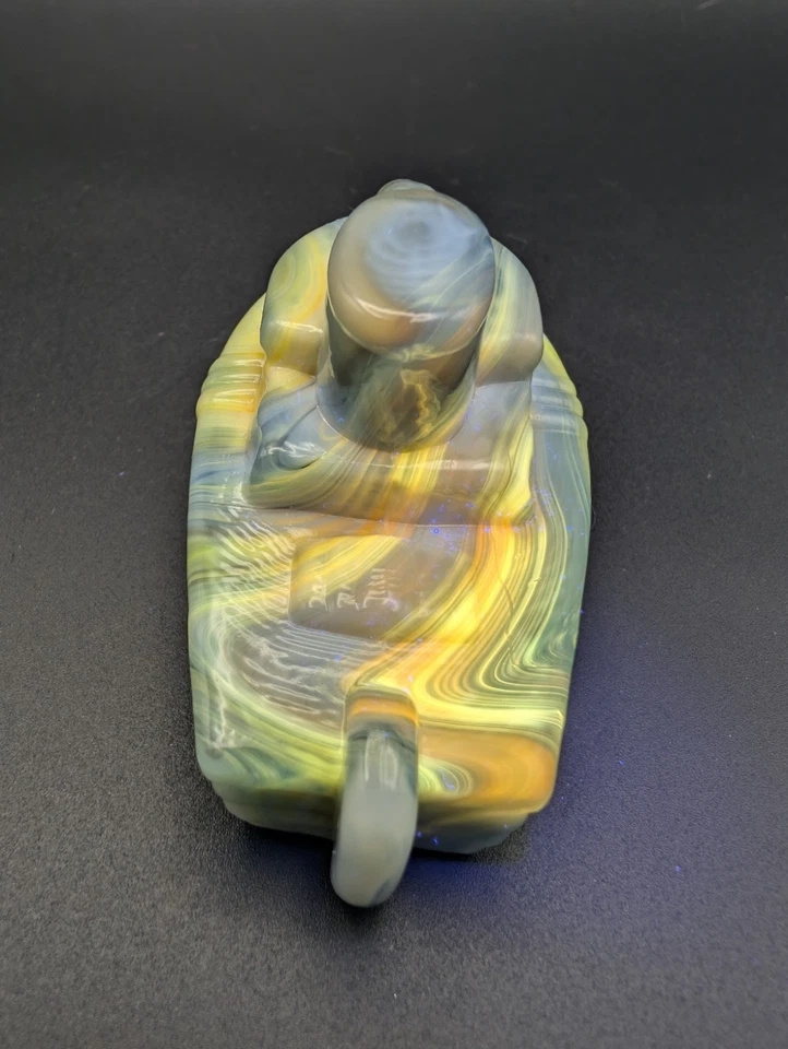 Vintage Boyd Glass Cadmium Confetti Slag Teddy Tugboat UV Reactive EUC - Image 3 of 4