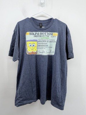 Sponge Bob Bikini Bottom Drivers License Gray T-Shirt Size XL