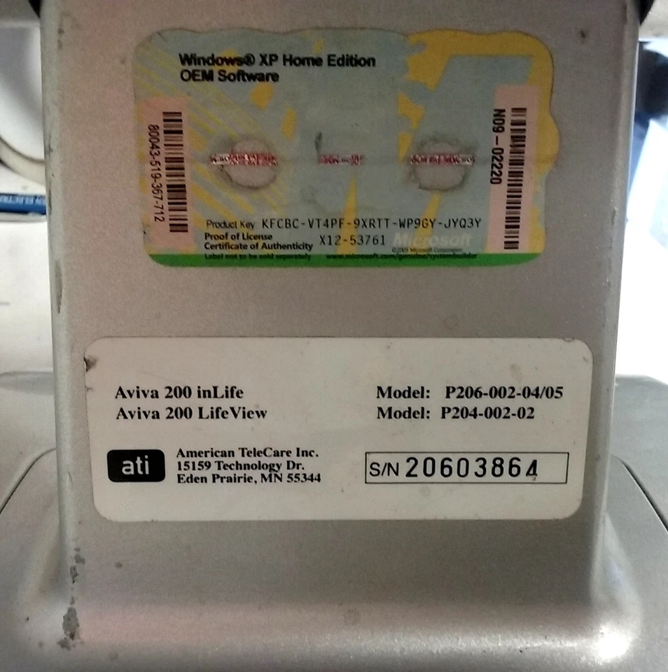 Monitor ATI Aviva 200 inLife XP modelo P204-002-02 P206-002-04/05 Foto 4 de 4