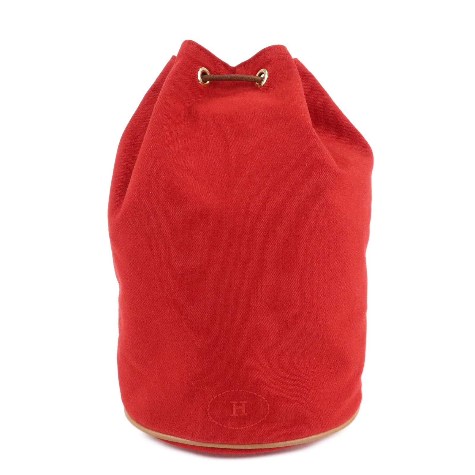 Authentic HERMES Porochon Mimil PM Shoulder Bag in Red Canvas & Leather Pre-Owned