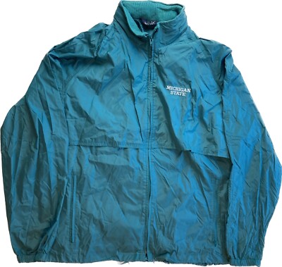 Michigan State Spartans Woolrich Coat Windbreaker Jacket Sparty Green