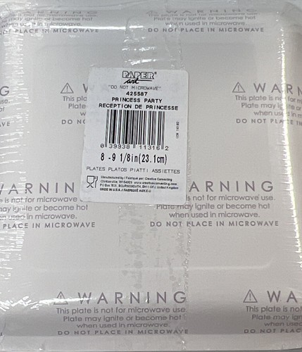 Creative Converting 8 Count Square Foil Princess Party Dinner Plates, 9", Pink - Picture 2 of 2