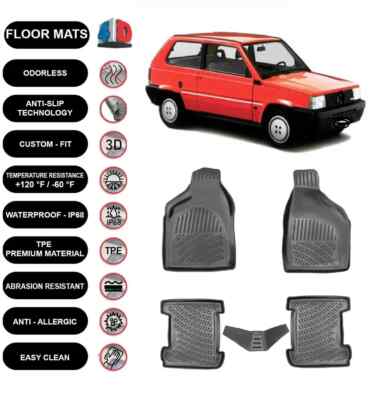 Floor Mats Liner Fits Fiat Panda (1981-1996) Waterproof 3D Molded Black 4pcs
