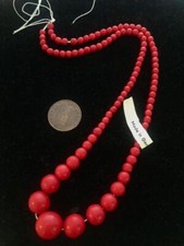 Vintage Red Glass Graduating Beads Temporary Strand West Germany 95