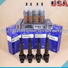 4Set Ignition Coil 27300-2E000 UF651 & Spark Plug For Hyundai Elantra Tucson Kia