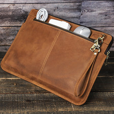 For MacBook Pro 14 Genuine Leather Sleeve Cowhide Laptop Case Protective Cover