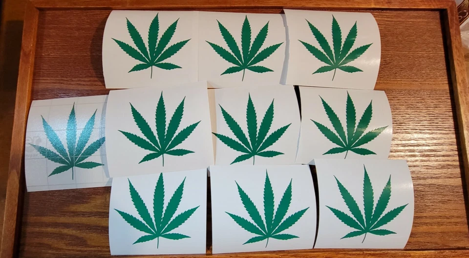 Adesivo de vinil folha de pote cannabis 420 maconha erva daninha lote de 10 tamanho 3" polegadas - Imagem 4 de 4
