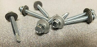 #12-14 X 2'' Unslotted Indented Hex Washer Head Tek Screw With Neoprene Washer