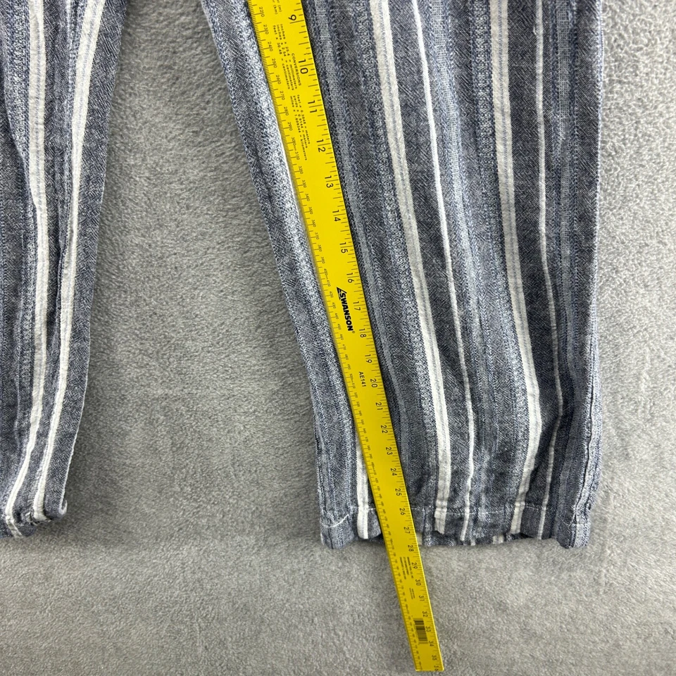 Briggs Pants Womens Size Large Blue Striped Pull On Linen Blend Elastic - Image 4 of 4