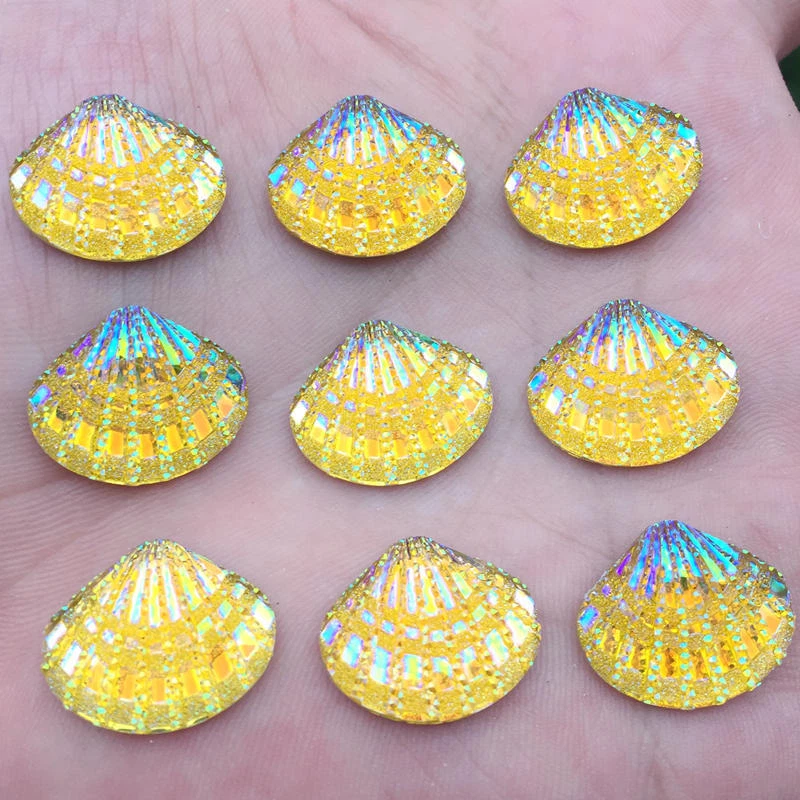 Preciosos diamantes de imitación de resina con forma de caparazón cristales de espalda plana piedras de imitación hágalo usted mismo Foto 3 de 4