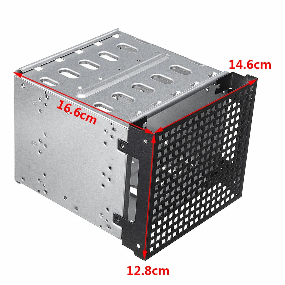 5.25'' Cage Rack Hard Drive Tray Caddy Bay to 5x 3.5'' SATA SAS HDD Expansion - Image 3 of 4